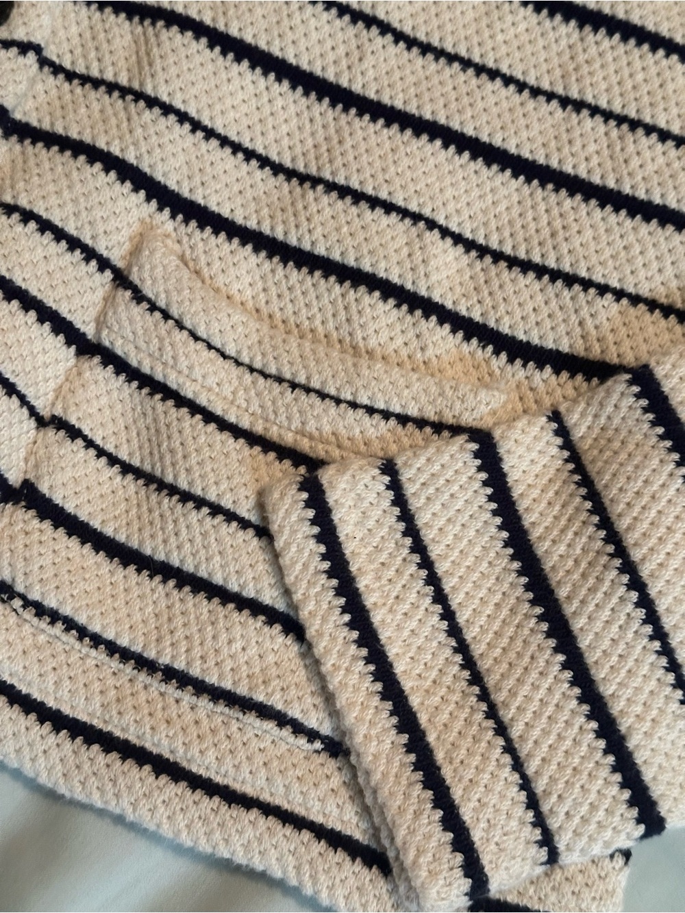 Madewell Cream Sweater Jacket Navy Stripes 100% Cotton - Picture 5 of 9